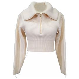 Jacquemus La Maille Risoul Pullover aus weißer Wolle Weiß Roh