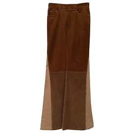 Chloé Patchwork Schlaghose aus braunem Cordrot Braun