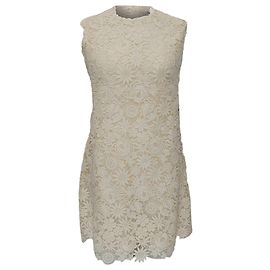 Valentino Garavani Valentino Mini-Kleid aus weißer Baumwolle mit Spitzendetails Weiß Roh