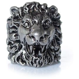Gucci, Unisex Löwenkopfring aus Silber Silber Metallisch