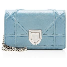 Dior Crackled Deerskin Diorama Baby Shoulder Bag Blue