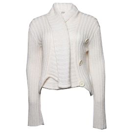 Emporio Armani, Strickjacke in Creme Weiß Roh