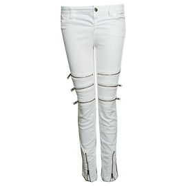 CLOSED, jeans biker blanco con cremalleras Blanco