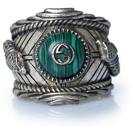 Gucci, anello logo garden in argento Multicolore