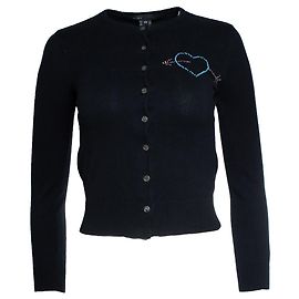 Marc Jacobs, cardigan en maille avec cœur en perles Noir