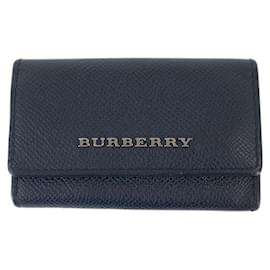 Burberry Leather 6 Key Case Blue