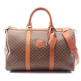 Céline Bolsa Boston 2WAY Celine Macadam em PVC e couro Marrom