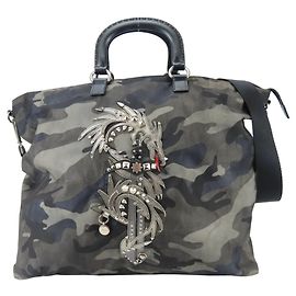 Sac cabas Prada Camouflage Marron Noir