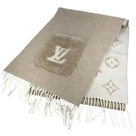 Xale Louis Vuitton em cashmere e pele de vison bege Bege