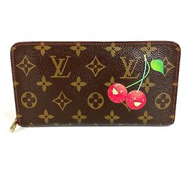 Cartera larga Louis Vuitton Monogram Cherry Blossom Castaño Roja