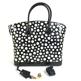 Sac Louis Vuitton Vernis Dot Infinity Yayoi Kusama Lockit MM Noir Blanc