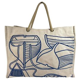 Hermès Sac de plage HERMES Thalassa Bleu Beige