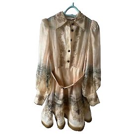 Zimmermann Vestido de seda estampado The Lovestruck Blanco Beige Otro