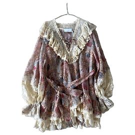 Zimmermann Vestido de seda estampado Super Eight Multicolor Beige