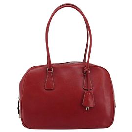 Bolsa Prada Vintage Bauletto de Couro Small Vermelho
