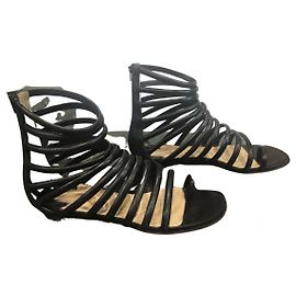 Christian Louboutin Cachetta Leather Gladiator Sandals Black