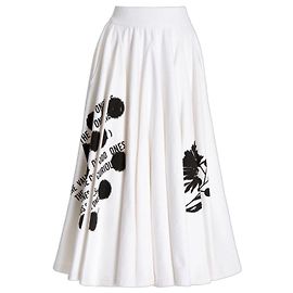 Jupe Maxi Prada en Coton Blanc Imprimé Noir Blanc