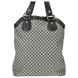 Céline Celine Macadam Canvas Leather Tote Bag Brown Black