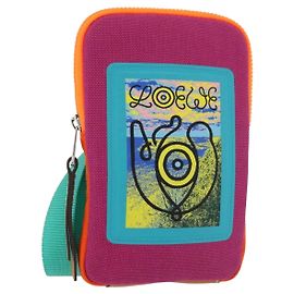 LOEWE Shoulder Pouch Shoulder Bag Canvas Multicolor Silver Auth bs35249M Prata Multicor