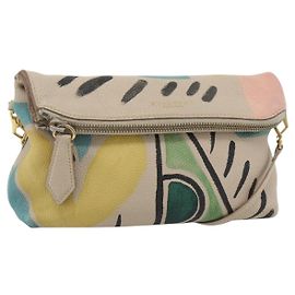 Bolsa de Ombro BURBERRY em Couro Bege Ouro Auth ka4396A Bege Dourado