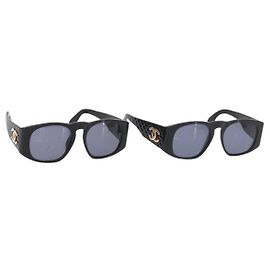 Occhiali da sole CHANEL plastica 2 Set Black CC Auth bs35217 Nero