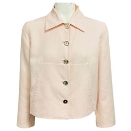 Akris Light Pink Collared Cropped Button Front Jacket Pink