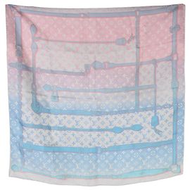 Pañuelo cuadrado de seda Louis Vuitton Pink Multicolor Monogram Rising Confidential Otro