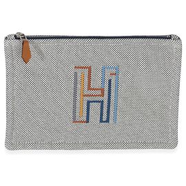 Hermès Mens Marine Cotton H Labyrinthe Case Blue Beige