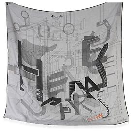 Cachecol de seda e cashmere Hermès Masculino Gris Chine Permis De Constructruir 100 Outro