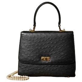 Autre Marque Takechi Borsa in pelle di struzzo nera Nero