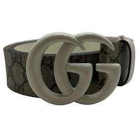 Gucci GG Marmont monogram canvas belt beige Brown Beige