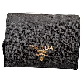 Prada Saffiano Ledergeldbörse schwarz Schwarz