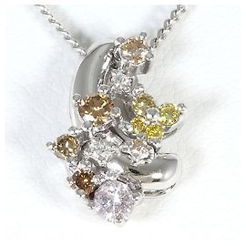 Autre Marque Colar de ouro branco 18K e diamantes Dourado