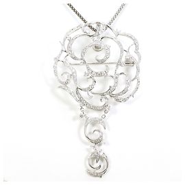 Autre Marque Collar de oro blanco de 18K con diamante Dorado