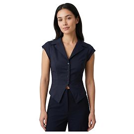 Reformation Navy blue fitted button-down top Navy blue