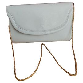 Charles Jourdan Paris Clutch-Schultertasche aus cremefarbenem Leder Roh