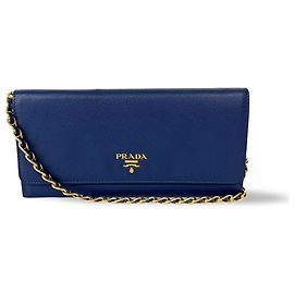 Prada Saffiano Wallet Leather Blue