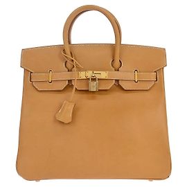 Hermès Sac Hermes HAC Birkin Marron Vache Natural avec Hardware Gold 32 Autre