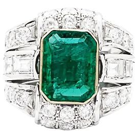 Autre Marque Anillo de esmeralda de Colombia, diamantes, platino, oro amarillo. Otro