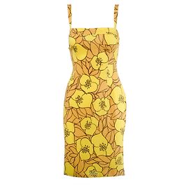 Vestido midi de seda con estampado floral amarillo Dolce & Gabbana Otro Amarillo