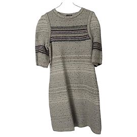 Robe en maille Chanel à rayures et paillettes Multicolore Beige