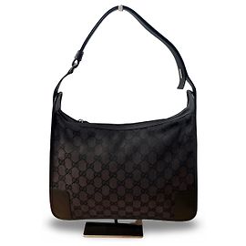 Borsa a tracolla Gucci in tela GG nera e pelle Nero