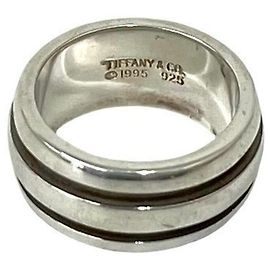 Tiffany & Co Tiffany Grooved Double Line Ring Silvery