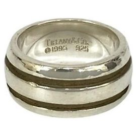 Tiffany & Co. Double Line Band Ring Silvery