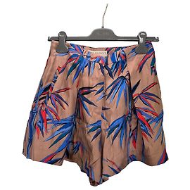 Emilio Pucci Short de seda estampa bambu Azul Bege Bordeaux