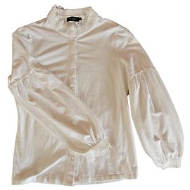Autre Marque Blusa Purdey branca de algodão com pérolas Branco