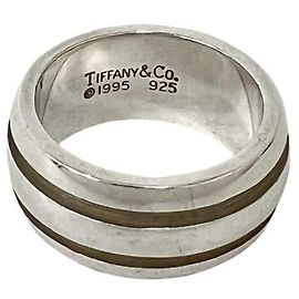 Tiffany & Co. Grooved Double Line Band Ring Silvery
