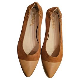 Autre Marque Madeleine Brown Suede and Leather Pointed Toe Flats Brown