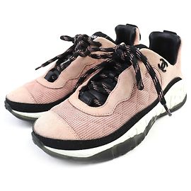 Baskets Chanel COCO Mark Matelasse en daim Noir Rose Blanc