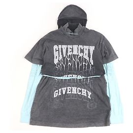 T-shirt a maniche lunghe con ricamo sovrapposto GIVENCHY Grigio Grigio antracite